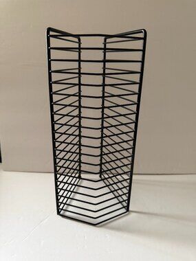 Vintage 90s Metal CD Storage Tower Display Rack 12-in Black- Holds 20 CDs